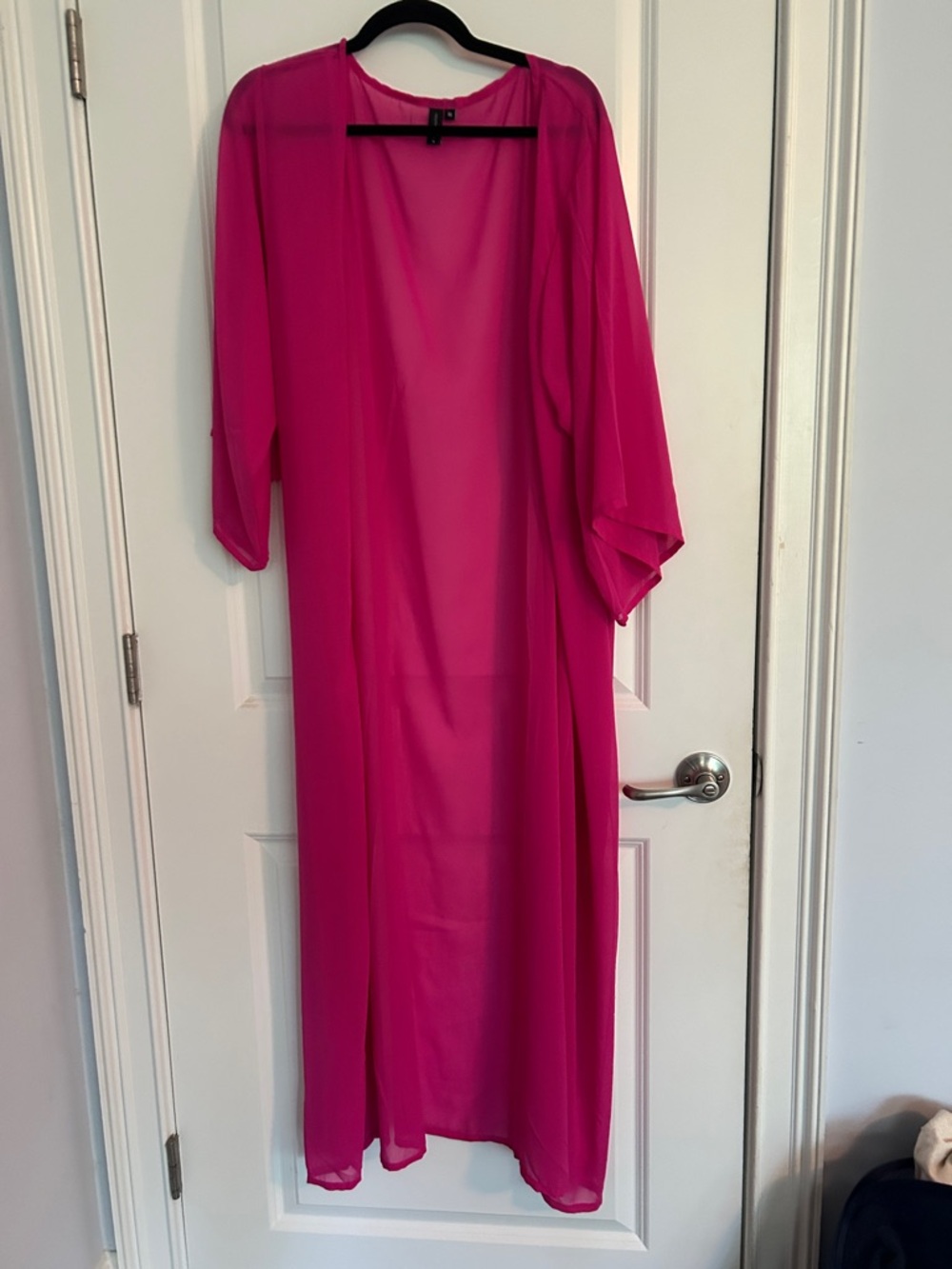 Women’s Sheer Swim Coverup Kimono - Hot Pink